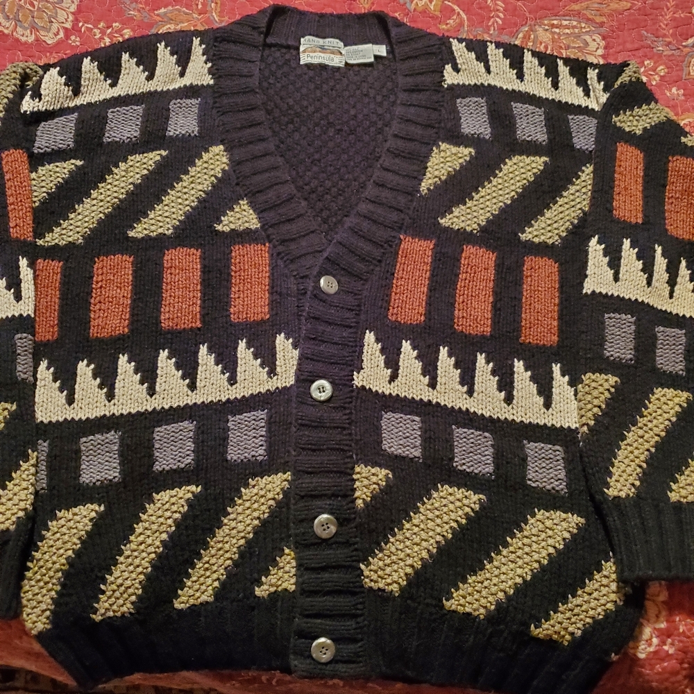 Men's / Unisex Peninsula Hand Knit Vintage Cardigan Sweater